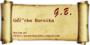 Görbe Borsika névjegykártya